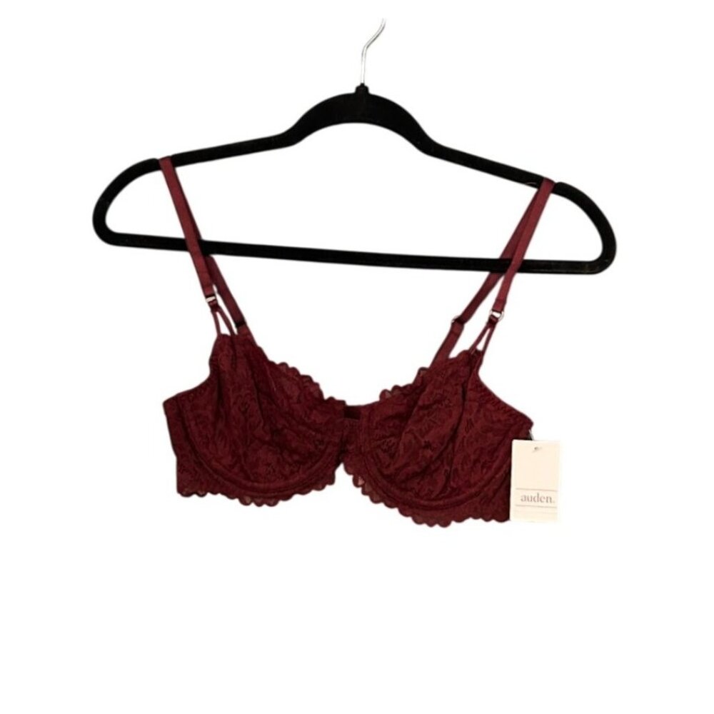 NWT NEW Women's Lace Unlined Balconette Bra - Auden Berry Red 34B